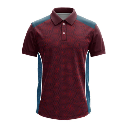 Custom Premium Polo Jersey with Side Mesh Panels | Maroon Corporate Team T-Shirt
