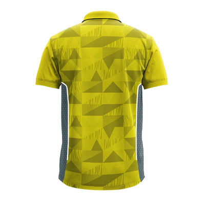Yellow Geometric premium polo jersey, plain back view