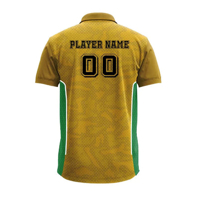 Mustard Micro Geometric polo jersey back showing player name and number placement