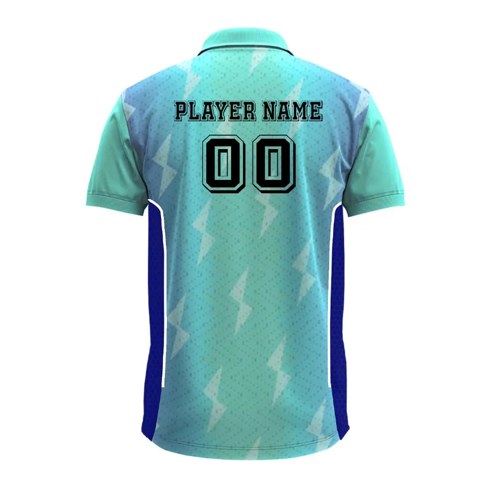 Aqua Lightning polo jersey back showing player name and number placement