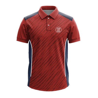 Red Diagonal Stripe polo jersey front showing optional team logo placement