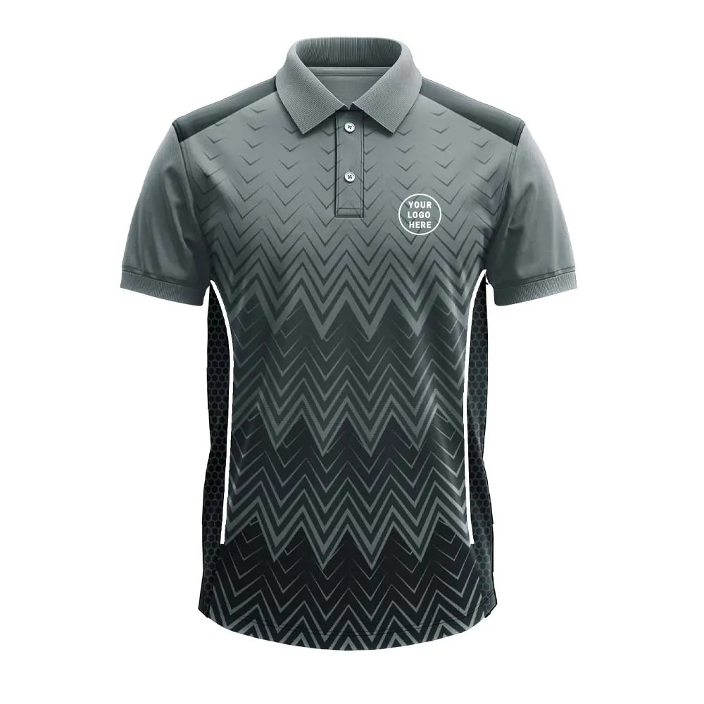 Charcoal Zigzag polo jersey front showing optional team logo placement