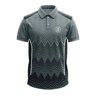 Charcoal Zigzag polo jersey front showing optional team logo placement