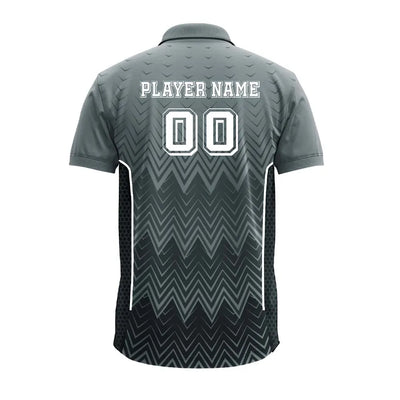 Charcoal Zigzag polo jersey back showing player name and number placement
