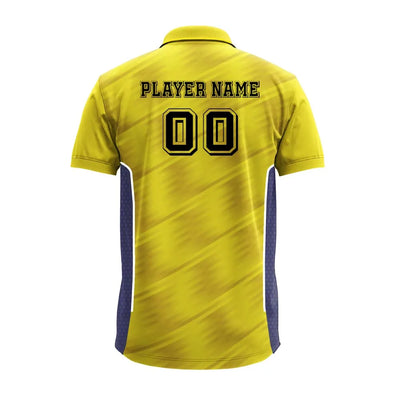 Yellow Diagonal Streak polo jersey back showing player name and number placement