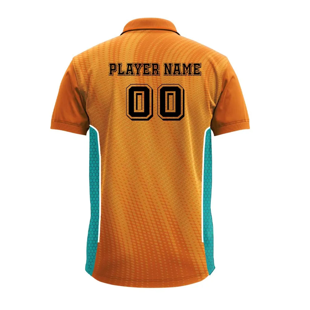 Orange Micro Pattern polo jersey back showing player name and number placement