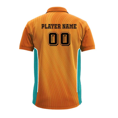 Orange Micro Pattern polo jersey back showing player name and number placement