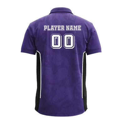 Purple Fine Stripe polo jersey back showing player name and number placement