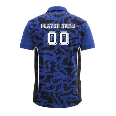 Royal Blue Camo polo jersey back showing player name and number placement