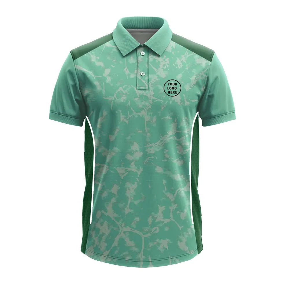 Mint Green Distressed polo jersey front showing optional team logo placement