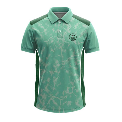 Mint Green Distressed polo jersey front showing optional team logo placement