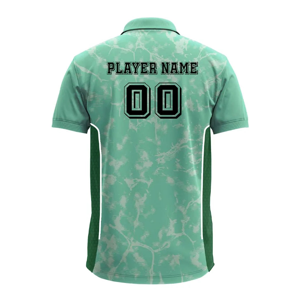 Mint Green Distressed polo jersey back showing player name and number placement