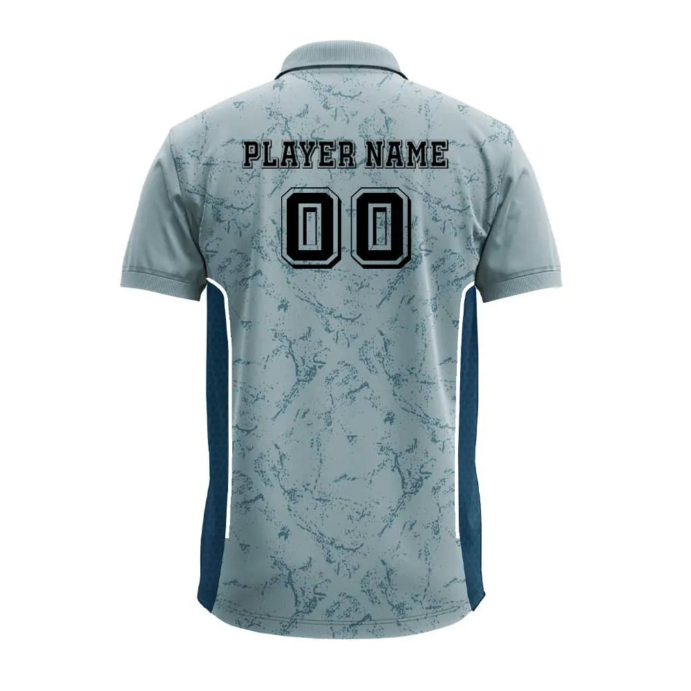 Slate Blue Marble polo jersey back showing player name and number placement