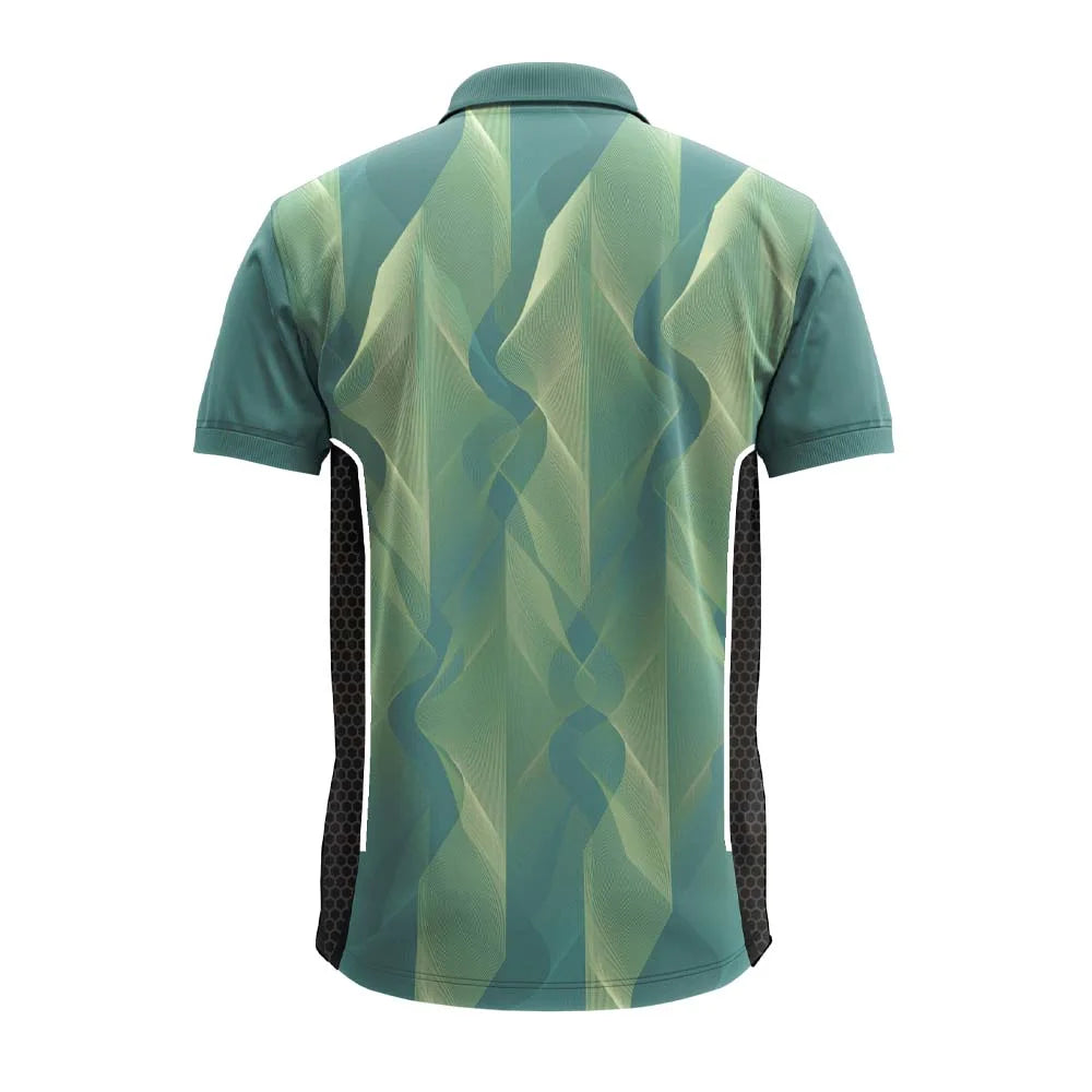 Back view of the teal green wave premium polo jersey