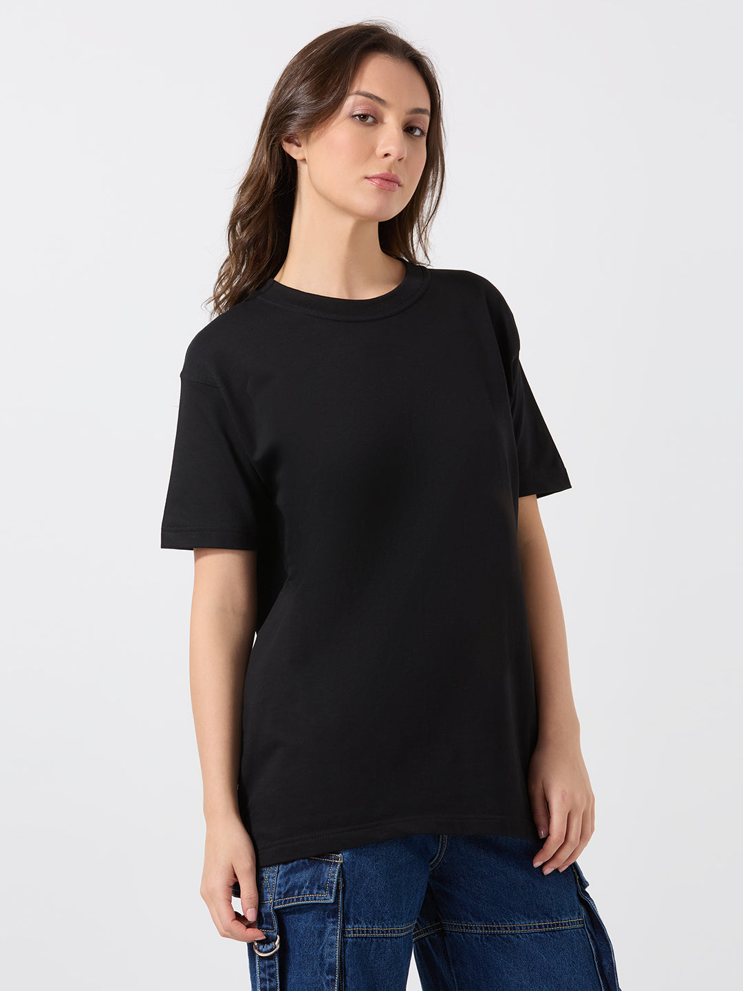 black oversized t-shirt for women, motivational quote t-shirt, drop shoulder tee, cotton loose fit shirt, inspirational printed top, women’s streetwear t-shirt, casual black graphic tee, typography back print shirt, girls oversized fashion t-shirt, comfy oversized t-shirt women