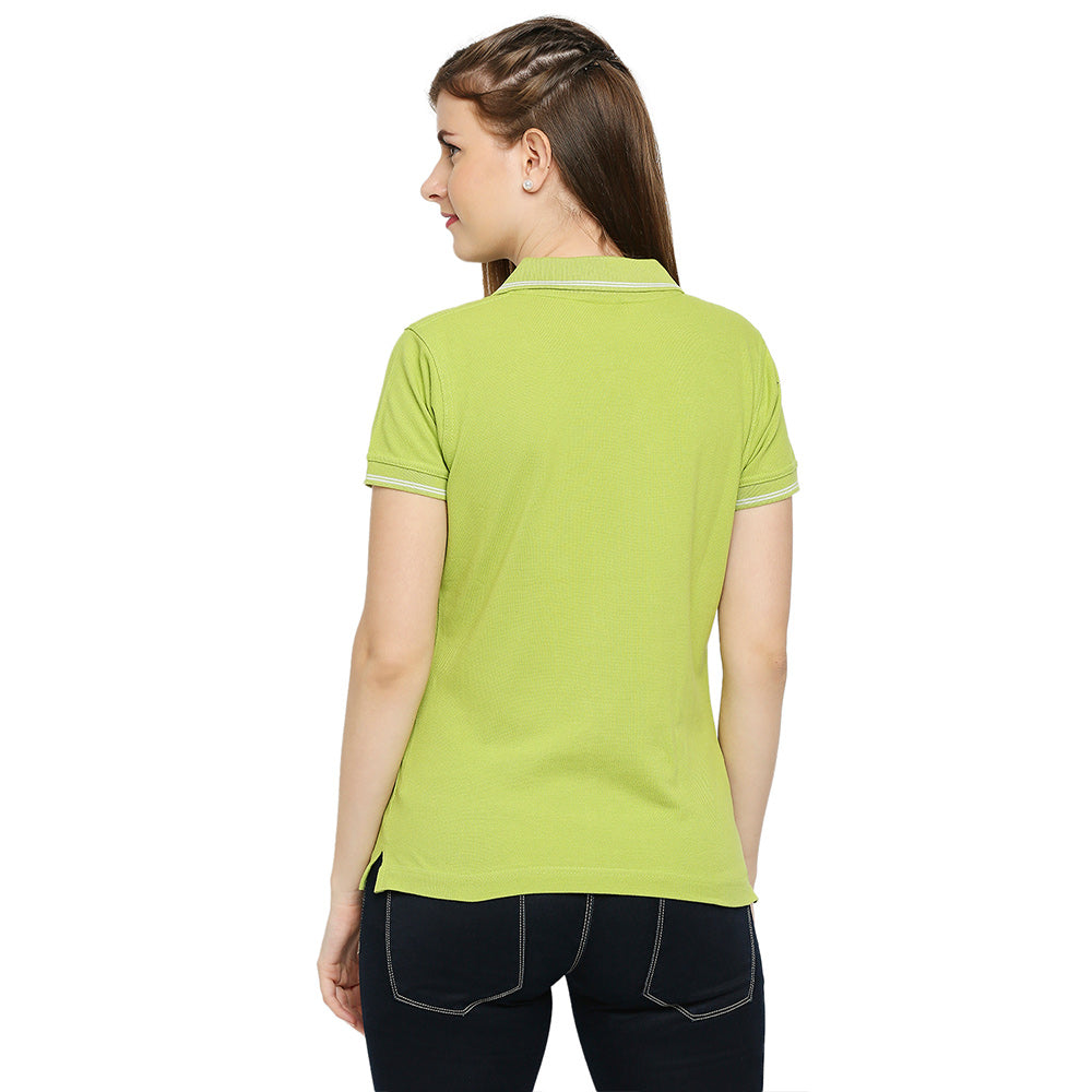 Women’s Polo Neck T-Shirt - Plain High Neck Cotton Tee