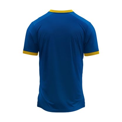 Custom V-Neck Sports Jersey Sample -  Blue & Yellow