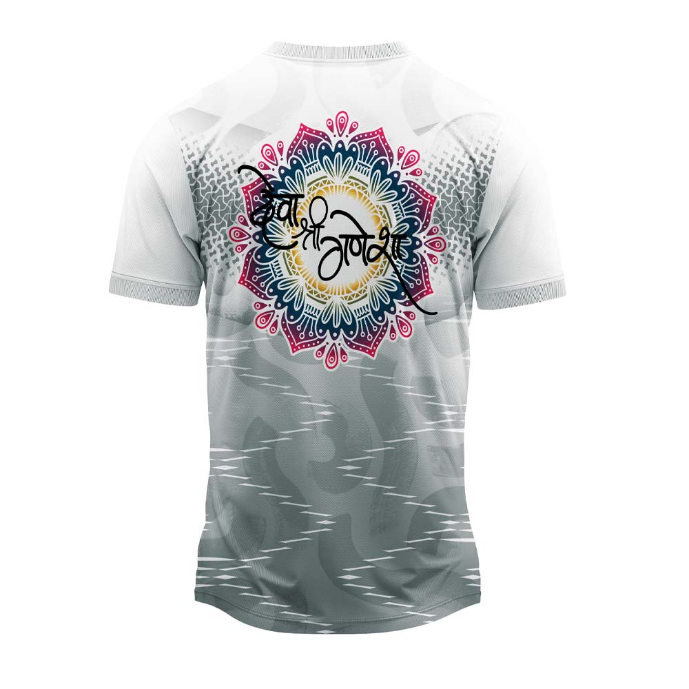 Ganpati jersey, Om Ganesh t-shirt, Lord Ganesha jersey, spiritual sportswear, Hindu festival t-shirt, polyester gym tee, devotional activewear, Ganesh Chaturthi clothing, Ganpati dry fit shirt, yoga spiritual t-shirt, quick-dry religious tee, Om symbol jersey, Ganesha printed jersey, Hindu deity shirt, Ganesh workout tee