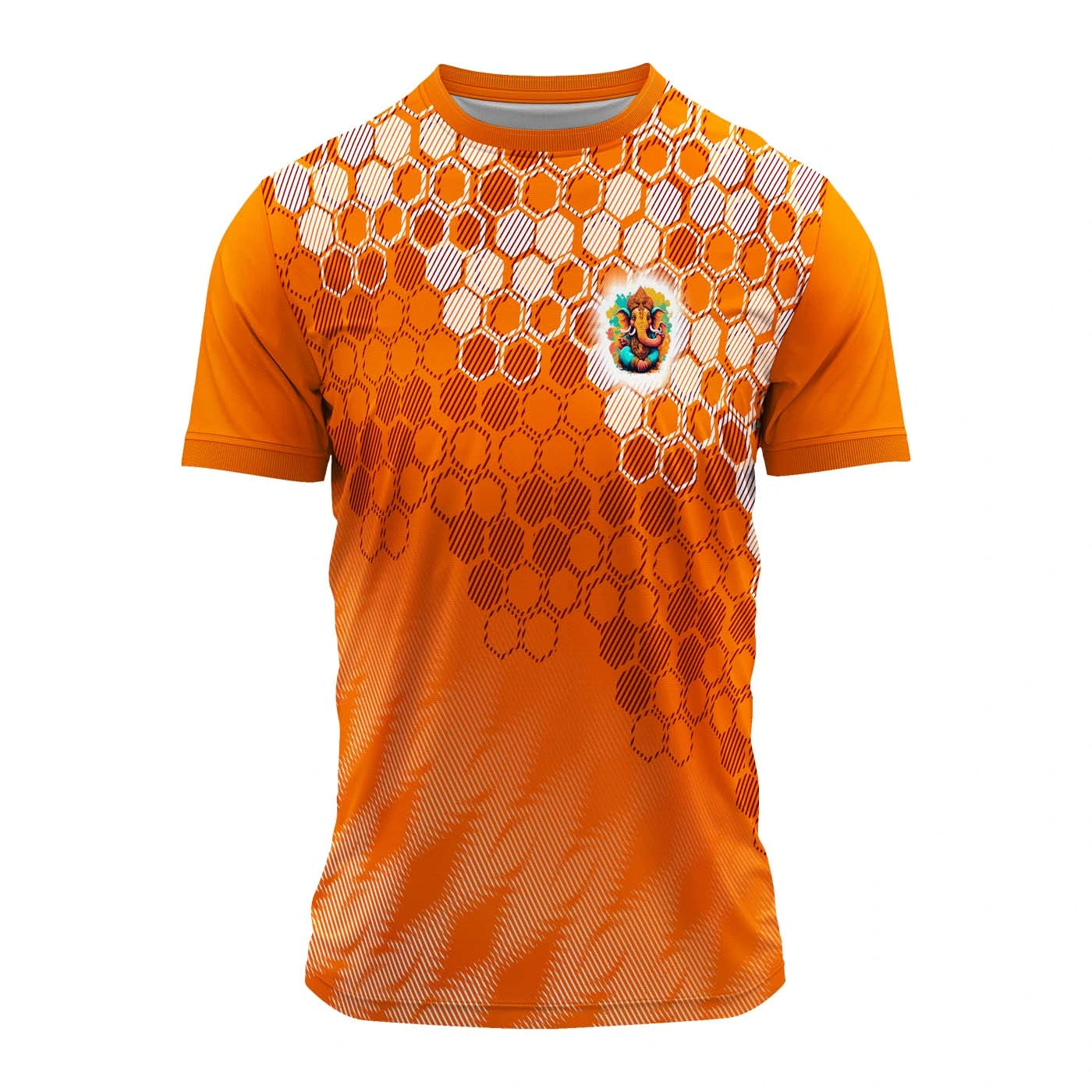Vibrant Orange Ganpati Festival Jersey for Men | Quick Dry Fit