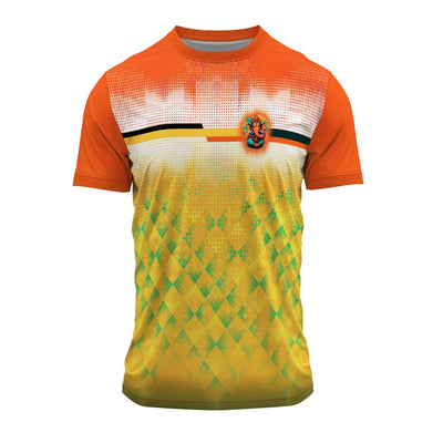 Printed Yellow Orange Ganpati Festival Jersey