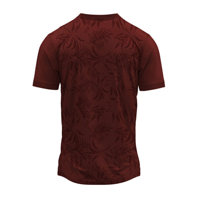 Maroon floral printed round neck jersey back view