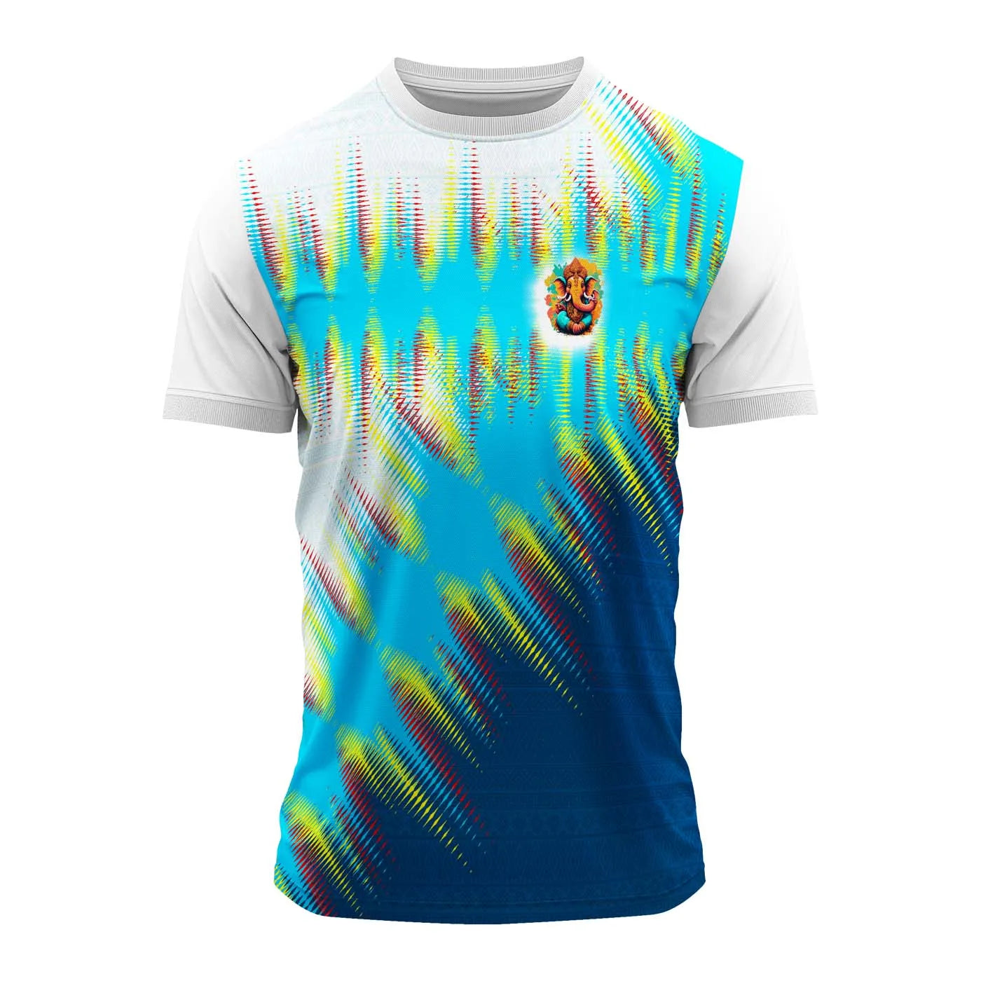 Ganpati jersey, Ganpati festival t-shirt, Ganesh Chaturthi dress, visarjan jersey, Ganpati visarjan group wear, Ganesha printed jersey, Ganpati utsav outfit, blue Ganpati t-shirt, Ganesh t-shirt for me

