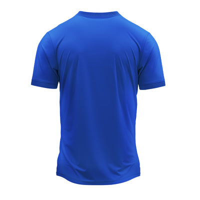 Custom Men’s Round Neck Jersey – Blue & Yellow Performance Sports T-Shirt
