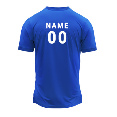 Custom Men’s Round Neck Jersey – Blue & Yellow Performance Sports T-Shirt
