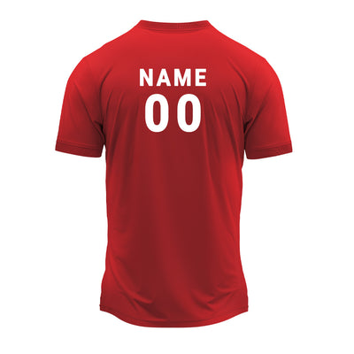 Custom Team Jersey for Men – Red Round Neck Sports Uniform T-Shirt