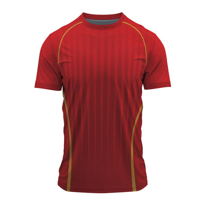 Custom Team Jersey for Men – Red Round Neck Sports Uniform T-Shirt