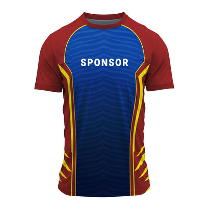 Men’s Custom Sports Jersey T-Shirt | Blue Red Round Neck Gym & Football Wear