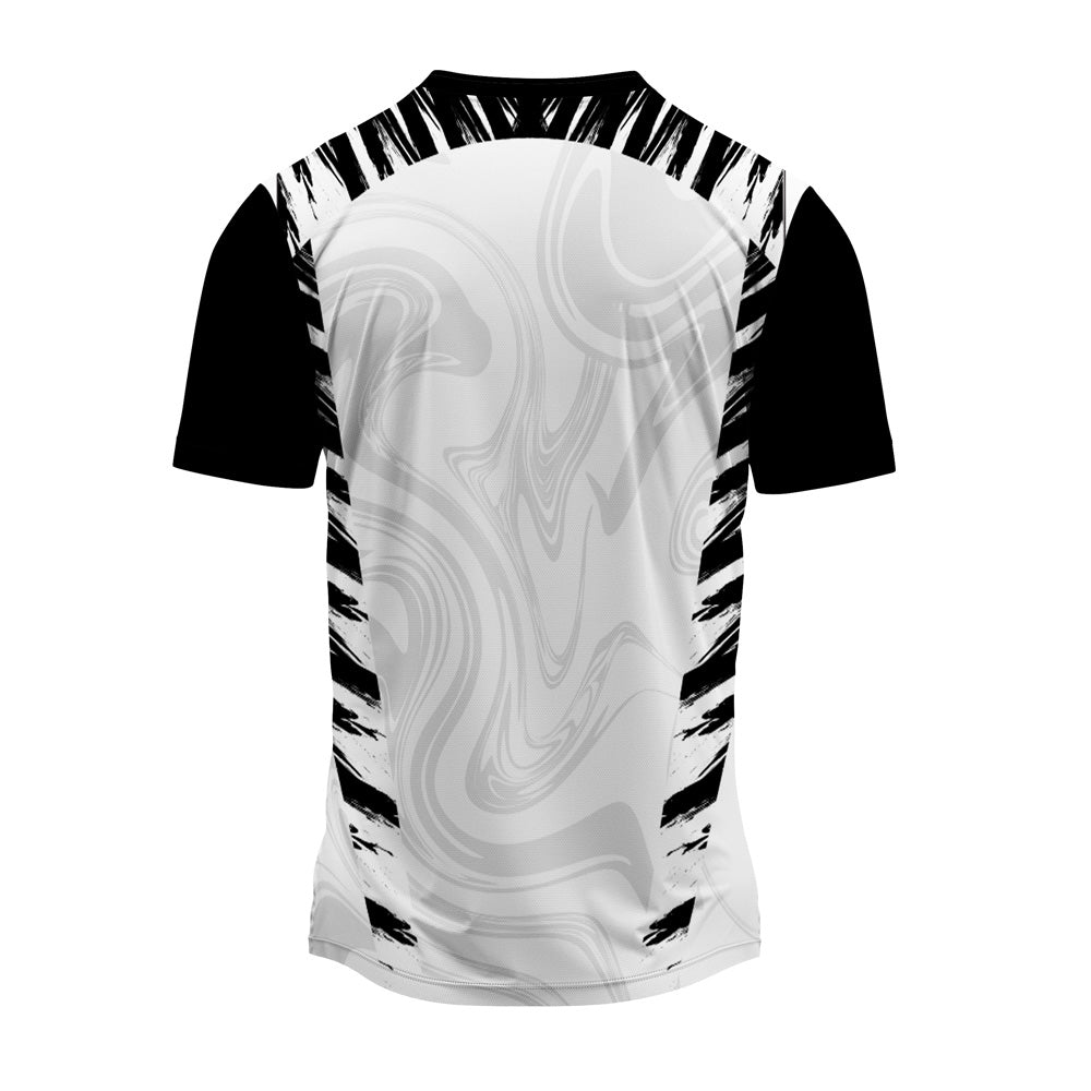 Black White Abstract Round Neck Jersey