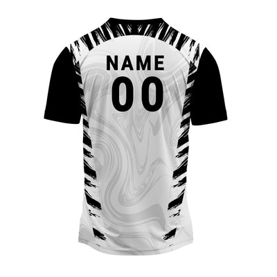 Black White Abstract Round Neck Jersey