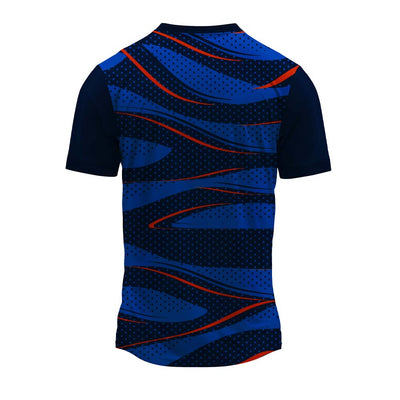 Blue Wave Print Round Neck Jersey