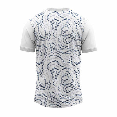 White paisley print round neck sports jersey