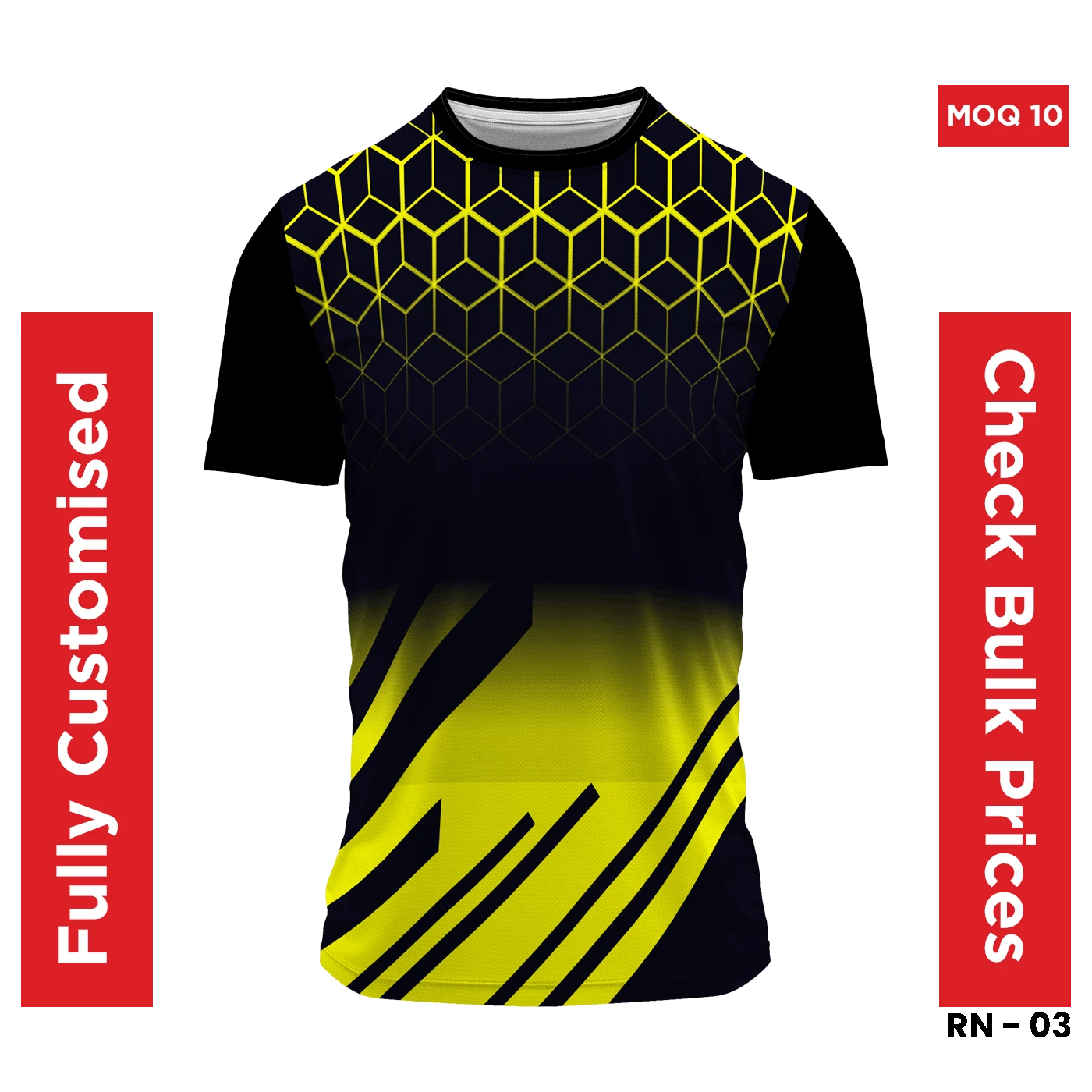 Premium Round Neck Sports Jersey  - Black -  Blue Quick Dry - Blue [Check : Bulk Prices ] -  Minimum Quantity 10