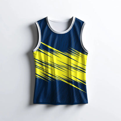 Vibrant Men Singlets – Trendy Gym & Summer Workout Tank - Blue & Yellow