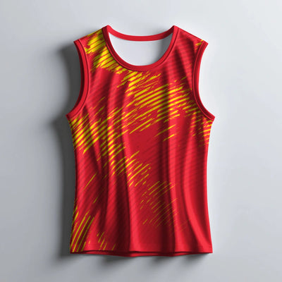Bold Red Yellow Scratch Print Men's Gym Tank