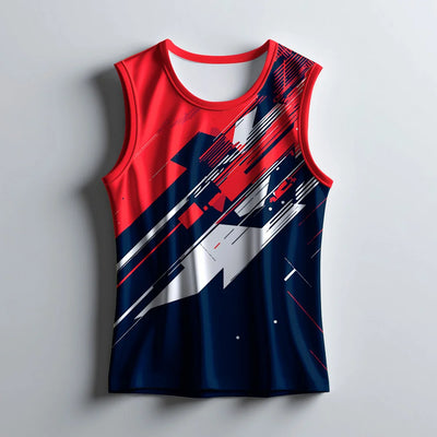 Men's Red & Navy Running Singlet
