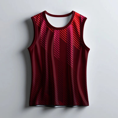 Maroon Striped Gym Singlet