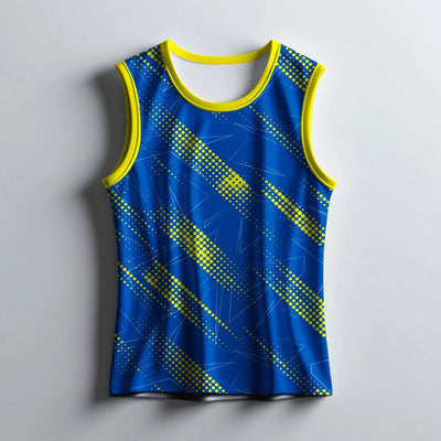 Performance Blue Yellow Gym Singlet for Men