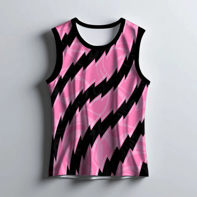 Pink Black Zigzag Men's Singlet