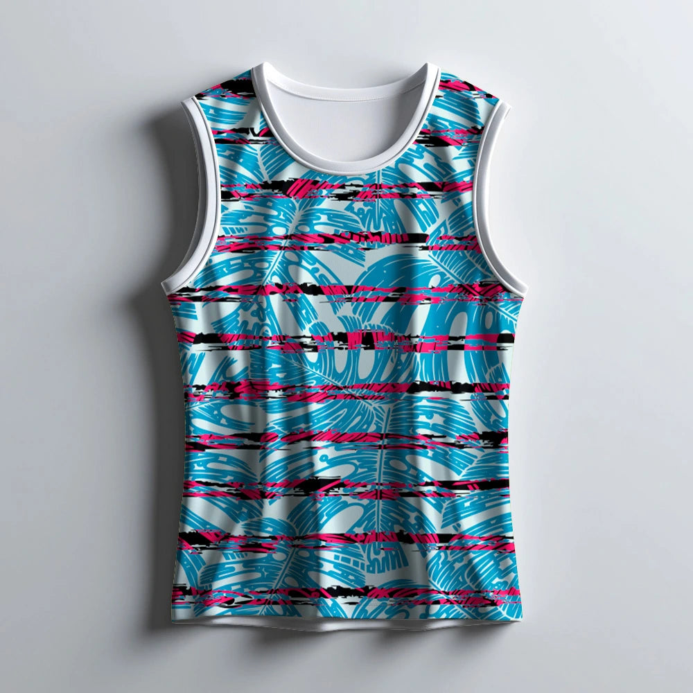 Electric Wave Gym Jersey | Digital Print Sleeveless Singlet