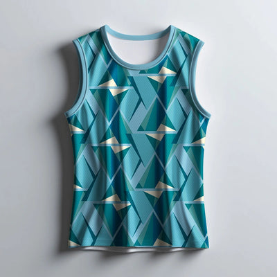 Men's Blue Geometric Print Tank Top