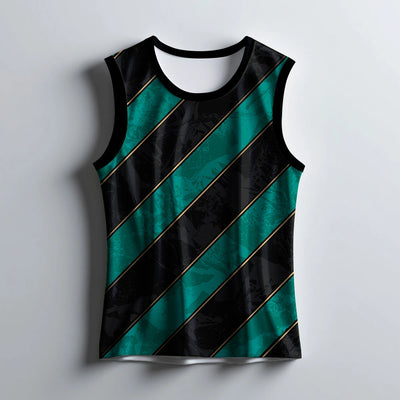 Men's Black & Teal Singlet