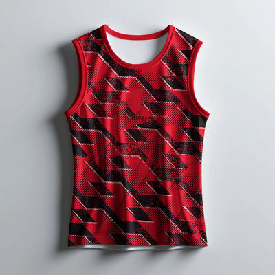 Men's Red & Black Sleeveless Gym Singlet