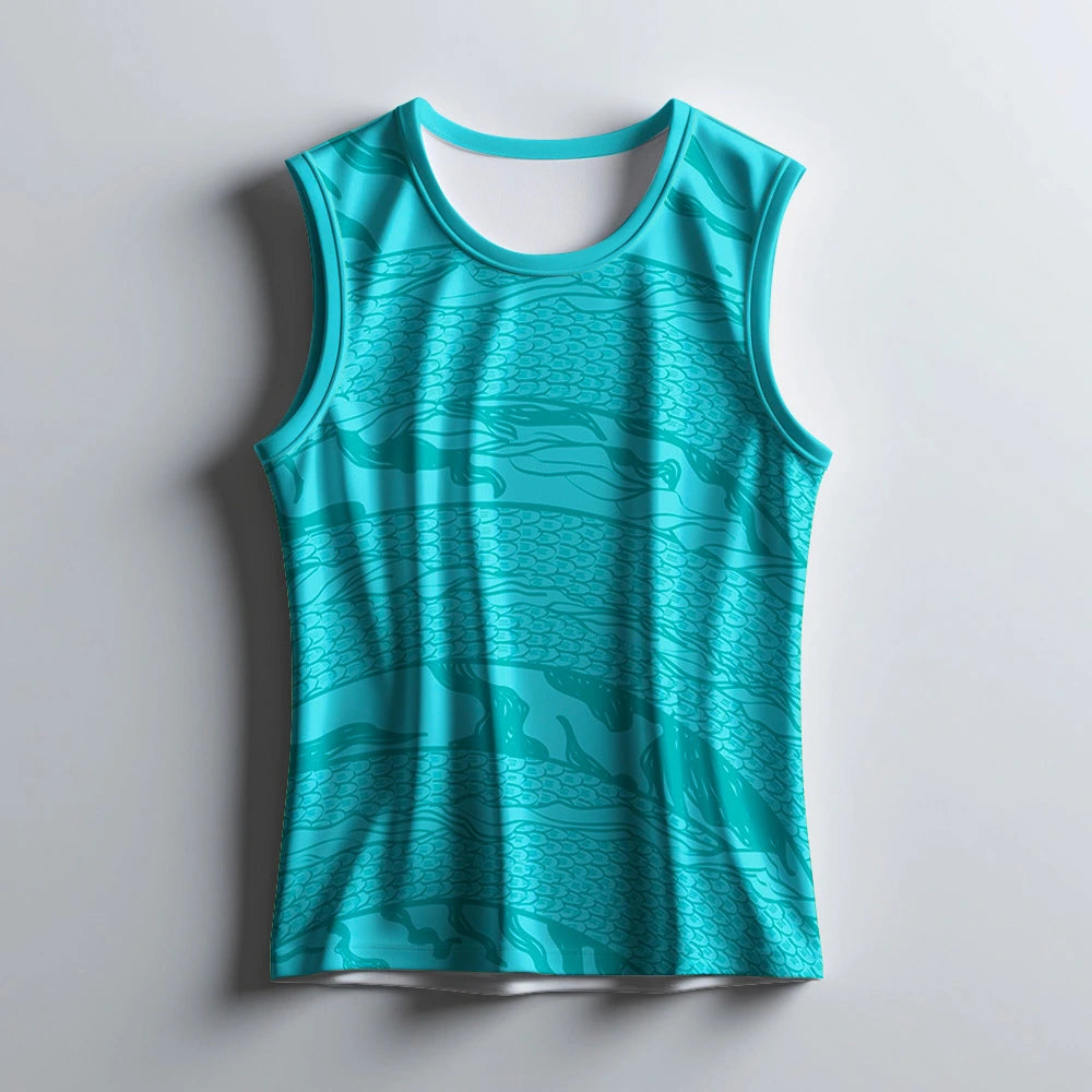 men's tank top, aqua gym vest, sleeveless t-shirt for men, workout tank top, activewear for men, fitness vest India, breathable tank top, stylish men’s vest, summer gym tank, quick dry vest, printed tank tops, men’s activewear online, performance vest for men, turquoise tank top India, men’s sleeveless athletic wear