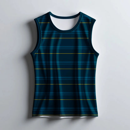 men's tank top, sleeveless t-shirt for men, navy blue vest, gym wear for men, casual tank top, workout vest for men, plaid tank top, fitness apparel India, breathable gym t-shirt, activewear men India