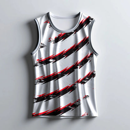 claw gym tank top, mens sleeveless workout shirt, red black white gym vest, gym tank for men, stylish workout wear, mens athletic vest, bodybuilding top, muscle fit gym shirt, mens sleeveless fitness top, scratch print gym tank
