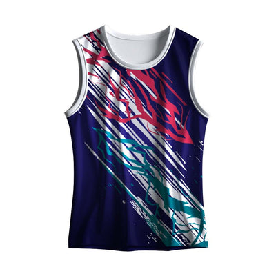 Men's Navy Abstract Brush Custom Sports Singlet | Sleeveless Dry Fit Running Vest